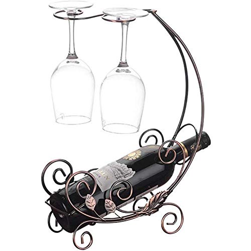 Cremagliera Del Vino Creativa Cremagliera Del Vino Creativa Porta Bottiglie E Vetro - Può Contenere 1 Bottiglia Di Vino Rosso, Appendere 2 Bicchieri Da Vino