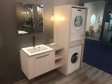 Dafne Italian Design Mobile Lavanderia Porta Lavatrice Porta asciugatrice con Specchio e lavabo Composizione Bagno Funzionale