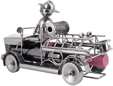 BRUBAKER Portabottiglie da Vino Dei Vigili Del Fuoco - Portabottiglie con Scultura in Metallo Del Motore Dei Pompieri - 32 cm di Metallo - Regalo di Vino per Pompieri e Donne Del Fuoco