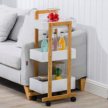 DHR- 3 tier Piccolo rotolamento carrello con ruote, Carrello for Organizzatore di stoccaggio Rack for casa e ufficio, assemblea facile, bambù, 31 "H x 15" L x 7.8" W cassetti ristorazione trolley baga