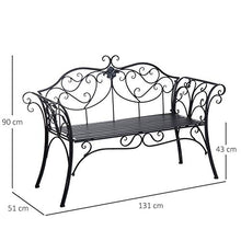 Outsunny Panca da Giardino Esterno Panchina Biposto da Giardino Esterno Metallo 131 × 51 × 90cm Nero