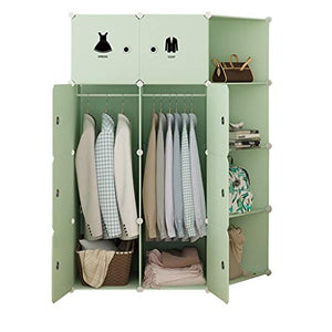 Locker 8-Portello dell'Armadio Armadio 2-Hanging di Plastica 2-Gitter Angolo Scaffali Abbigliamento Home Camera Verde 111X47X147CM MUMUJIN