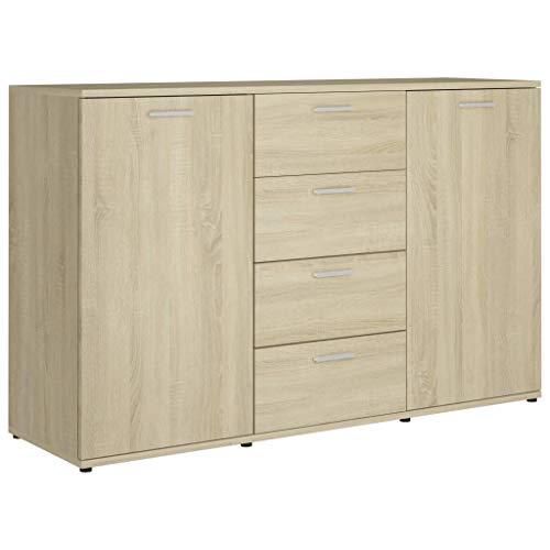 Lasamot Credenza Mobile Laterale Armadio da Cucina Costumista Mobilia Armadio Multiuso Mobiletto del Bagno Truciolare Rovere Sonoma 120 × 35,5 × 75 cm