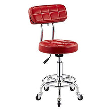 Girevole sgabelli da bar, Faux sedia in pelle for la cucina con schienale, molto spessa imbottitura 10 centimetri regolabile in altezza su 5 ruote, sgabello lavoro, sgabelli con ruote ( Color : Red )