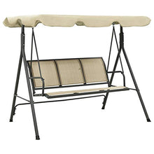 Tidyard Dondolo da Giardino 3 Posti in Tessuto con Baldacchino Tetto Antracite e Sabbia 170x110x153 cm,Dondolo da Esterno,Dondolo con Tetto,Dondolo 3 Posti,Dondolo con Tetto,Dondolo con Baldacchino