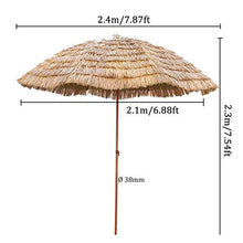 TX Ø 7.8ft/2.4m Tropical Spiaggia Hawaiana Paglia Ombrello Parasole, Esterna Impermeabile Ombra Sun per Garden Pool Patio Ombrelloni Rotonda con Tilt Funzione