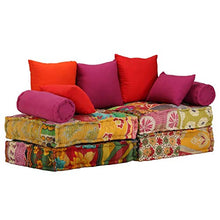 Tidyard Pouf Divano Letto Modulare a 2 Posti in Tessuto Patchwork,Divano Letto Modulare a 2 Posti in Tessuto,Divano Letto 2 Posti,Divano in Tessuto,Divano Modulare