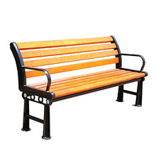 Panchina da giardino per terrazza, panca da giardino per esterni in legno massello da 2-3 posti, sedia da portico resistente alle intemperie, sedia da cortile in legno duro con struttura in ghisa, u