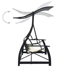 vidaXL Dondolo da Giardino 3 Posti con Baldacchino in Polyrattan Nero