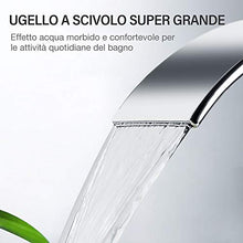 Rubinetto Lavabo a Cascata, Miscelatore Bagno in Ottone, Rubinetto Lavabo Bagno con Grande Uscita Acqua, Rubinetto Lavabo Monocomando con Acqua Calda e Fredda Disponibile