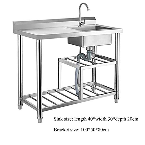 Mobile Lavello Freestanding Premium Lavello Singolo/doppio Lavelli in  Acciaio Inox Lavastoviglie A X Alzatina per Cucine Commerciali E Uso  Esterno (Color : Single pool, Size : 50x50x80cm) : : Fai da te