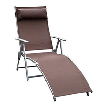 miozzi Lettino Prendisole Relax Reclinabile Pieghevole Telaio in Metallo Marrone 137x63.5x100.5 cm