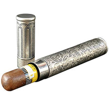 WAWAYU Portasigari, Portable Singolo Sigaro Tubo, idratante Cigar Box, Retro Style Rame Puro Carved Cigar Box. (Color : Metallic)
