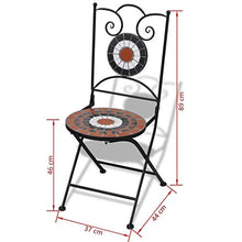 Set di tavoli da bistrot in mosaico per esterni, patio, pub, sedia da pranzo pieghevole, ideale per piscine, salotti, camere da letto, balconi, prati, cortili, giardini (Tavolo D 2 Sedie D)
