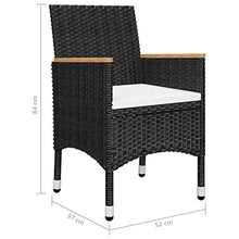 Tidyard Set da Bistrot con Cuscini,Tavolo Sedie da Giardino in Polyrattan,Set Mobili da Giardino,Composto da 2 poltrone + 1 tavolino, Polipropilene Anti-UV,per Giardino,Terrazza e Balcone