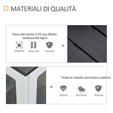 Outsunny Tavolo da Giardino Quadrato con Piano Effetto Legno, Arredamento da Esterno Grigio Scuro e Bianco, 78x78x74cm