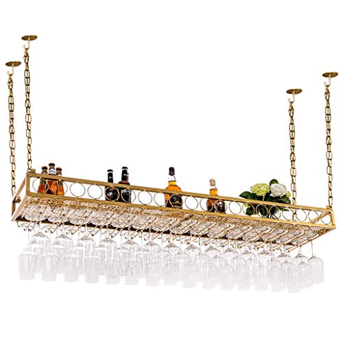 LYLSXY Wine Rack, Organizzare cucina Wine Rack arte del ferro, attaccatura del supporto Bicchiere da vino, mensola del vino per una bottiglia di una griglia, Vino Bottle Holder con catena regolabile,
