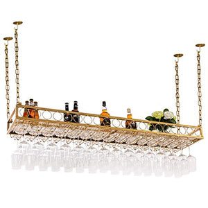 LYLSXY Wine Rack, Organizzare cucina Wine Rack arte del ferro, attaccatura del supporto Bicchiere da vino, mensola del vino per una bottiglia di una griglia, Vino Bottle Holder con catena regolabile,