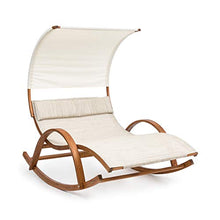 blumfeldt Mauritius - Lettino Oscillante con Tettuccio, Lettino da Giardino, 180 kg Max, Resistente agli Agenti Atmosferici, Funzione a Dondolo, Protezione Raggi UV, Pino Finlandese, Crema