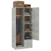 Montloxs Armadio a 2 Ante, ripiano, Appendiabiti e cassetto, mobili per Camera da Letto, 80x52x180 cm, Grigio Cemento