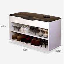 YANG Shoe Imbottito Poggiapiedi Ottomana Bagagli Petto Guardaroba Multifunzionale in Pelle PU Change Wooden Shoe Bench Rack Carico 250kg (Color : Light, Size : 80x30x45cm)