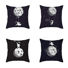 SHENSHI Federe Cuscini Divano 45X45,Cosmic Space Cartoon Anime Pilot Throw Pillow Covers, Car Office Sofa Lumbar Cushion Cover, Household Decoration Goods Set of 4, Planet
