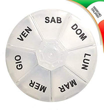 PortaPillole Giornaliero Settimanale Contenitore per Pillole con 7 scomparti - Vari Pack - Organizzatore, Promemoria per Pillole - Materiale Premium (1 Pezzo ROTONDO)