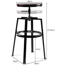 COSTWAY Set di 2 Sgabelli Rotondi Set di Sedie da Bar Vintage Antico, Regolabile in Altezza 35 x 35 x (67-75) cm