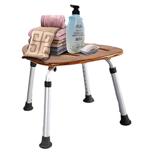 QWET Sgabelli da Bagno, Sgabelli da Doccia Staccabili in bambù Ad Altezza Regolabile, Adatti per Bagni, Passaggi D'Ingresso E Balconi,Beige