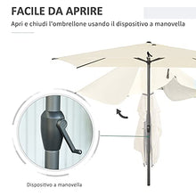 Outsunny Ombrellone da Giardino 300x200cm, Esterni, Spiaggia o Terrazza con Doppio Tettuccio Rettangolare, Beige