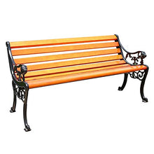 3 Posti Panca da Giardino In Legno da Esterno,Struttura In Ghisa E Legno Massello Anticorrosivo Schienale Panchina del Parco Panchine da Terrazza,Sedia da Veranda Resistente Alle Intemperie