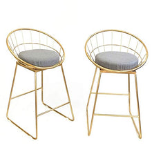 GYPPG Set di 2 sgabelli Bar Alti | Sedia banco Creativa in Metallo con Imbottitura morbie Rivestimento in Lino, Adatta per Cucina, Ristorante, Bar, casa Dcor - Oro