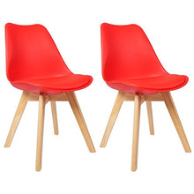 WOLTU 2X Sedie da Cucina con Schienale di Plastica Seduta Morbida di Ecopelle Gambe in Legno Rosso BH29rt-2