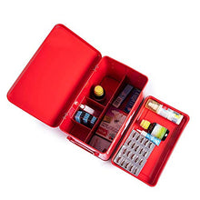 Scatola di Metallo per medicinali, Portaoggetti contenitori per Pronto Soccorso, Vassoio Rimovibile e scompartimenti Separati per Medicine, Strumenti Box Porta Medicine razioni 32x19x20cm - Rosso
