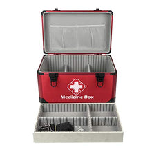 KKYY Pronto Soccorso Di Grandi Dimensioni, Rosso Presente Con Scatola Di Immagazzinaggio Di Medicina In Metallo A Croce Bianca, Kit Di Emergenza Organizer, Con Tracolla, Dimensioni 40 Cm X 25 Cm X 2