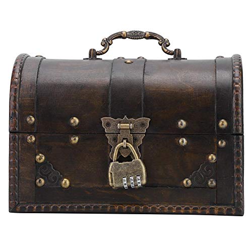 Scatola portaoggetti, porta gioielli vintage in legno fatti a mano, portaoggetti portaoggetti con blocco password, contenitore per gioielli vecchio stile per donna uomo