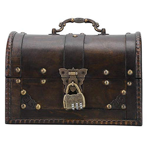 Scatola portaoggetti, porta gioielli vintage in legno fatti a mano, portaoggetti portaoggetti con blocco password, contenitore per gioielli vecchio stile per donna uomo