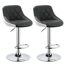 WOLTU® BH30grw-2 Sgabelli da Bar Sedia Cucina con Schienale Poggiapiedi Similpelle Cromato Altezza Regolabile Sgabello Girevole Moderno Colorato Grigio+Bianco Coppia 2 Pezzi