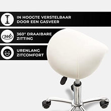 CLP Sgabello Lavoro Reno In Similpelle I Sgabello Pc A Sella Imbottito Regolabile 53-68 CM E Girevole Base In Metallo, Colore:bianco
