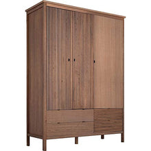 Meubletmoi - Armadio in legno rigato, con 3 ante e 4 cassetti e 1 appendiabiti, Braga 4325