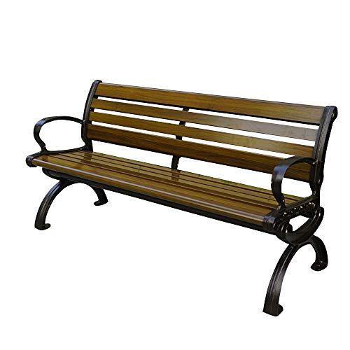 Panchina da giardino in lega di alluminio da giardino per esterni, sedile di riposo con schienale e bracciolo, panchina per il tempo libero da terrazza con decorazione da esterno, Può ospitare 2-3 p