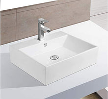 1 lavabo rettangolare grande in ceramica, 51 x 42,5 x 14 cm