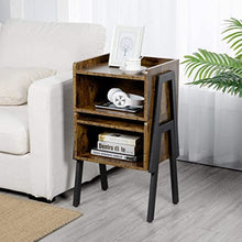 Yaheetech Comodino Camera da Letto Industriale Tavolino Laterale da Divano Tavolino Basso Impilabile Mobile da Divano in Legno e Metallo 46 x 33 x 53 cm