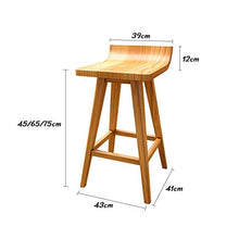 GYPPG Sgabelli Bar Sedia con poggiapiedi Sgabello Ecologico in Legno di Pino Seduta ergonomica Curva Sedie Pranzo in Legno - Altezza Pub 45/65/75 cm