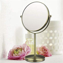 AJH Specchio bifacciale Semplice ed Elegante (Specchio Piano e Lente d'Ingrandimento 3 Volte), 6 Pollici, Asta Diritta, Bronzo Verde, Specchio da Tavolo, Specchio cosmeti