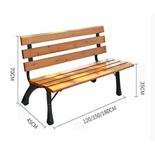 Panchina da giardino da esterno, Panca da giardino a 2 posti in legno massello con braccioli e schienale, Panchine portico in metallo nel cortile, Adatto per parchi, piazze, terrazzi