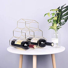 MIMORE - Portabottiglie da tavolo, supporto per vino, design a nido d'ape, 6 bottiglie, in metallo (oro)