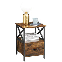 VASAGLE Comodino, Tavolino, con Ripiano Aperto, Cassetto, 40 x 40 x 55 cm, Marrone Vintage e Nero LET508B01