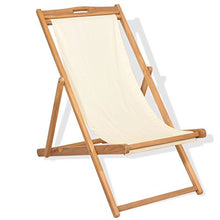 Festnight- Sedia a Sdraio in Legno di Teak/Lettino Prendisole 56x105x96 cm Crema