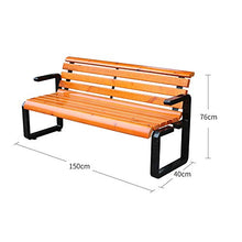 Panchina da esterno in ghisa, seduta in legno massello, con schienale, poltrona, panchina da terrazza, sedia a schiera da giardino anti-corrosione e resistente al sole, per giardino/ veranda / balco